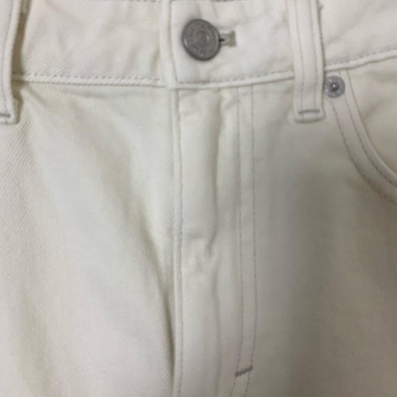 We The Free Fringe Scoop Hem Denim Mini Skirt Size 27 Cream - Picture 9 of 10